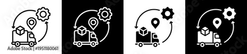 Supply Management Icon Set In Black And White Filled Style Collection