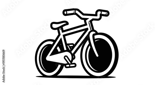black and white bicycle icon isolated on a plain white background