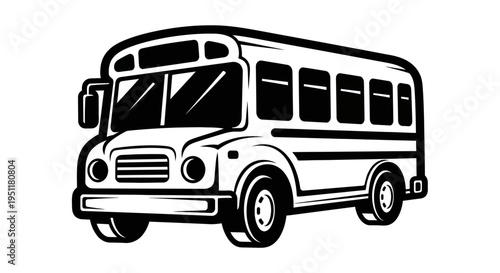 Black and white school bus vector illustration isolated on a white background