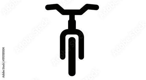 Black bicycle icon from a front view isolated on white background
