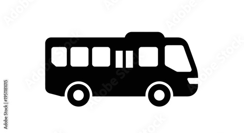 Black city bus icon silhouette for public transportation on a white background