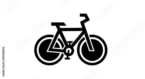 Black geometric bicycle icon isolated on a plain white background