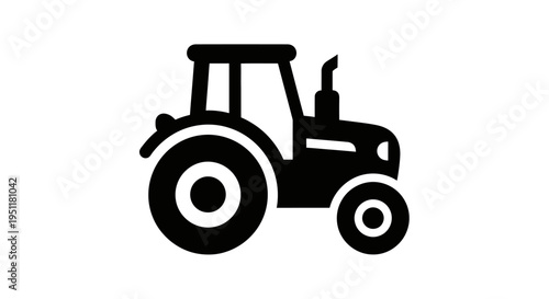 Black farm tractor icon isolated on a white background