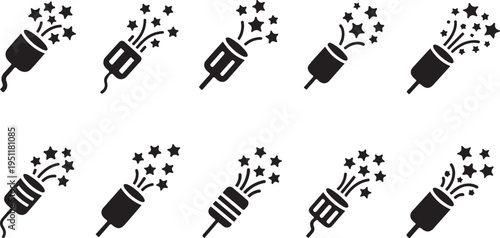 Black and white electrical plug explosion icons on white