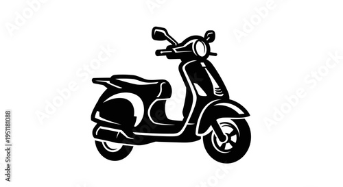 Black motor scooter icon isolated on a plain white background