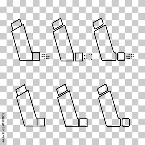 Set of Asthma inhaler design icon, medicine health care sign, vector illustration .