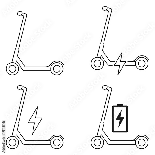 Set of Electric scooter icon, flat eco friendly transport, vehicle vector illustration .