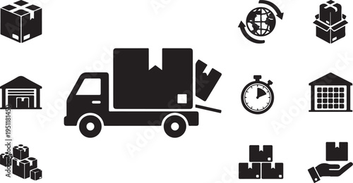Logistics and Delivery Icons for Business and Shipping Needs