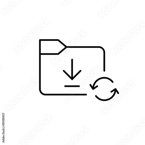 File download folder and renew arrows. Data update, synchronization and storage renewal. Pixel perfect, editable stroke vector icon