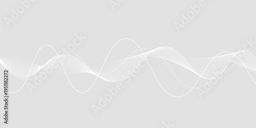 White abstract background with flowing particles. White and gray Digital futuristic technology concept background. Dynamic waves use for business, corporate, poster, template, illustration