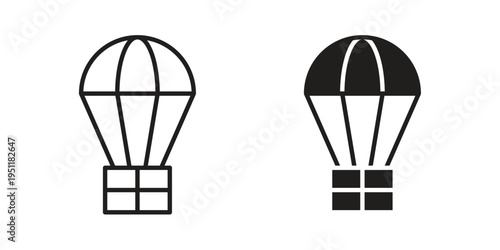 Parachute icon line drawing. Minimalist style icons