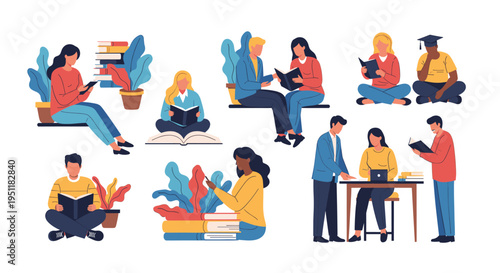 Focused Young Man Reading Book