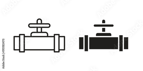 Pipe valve icon line drawing. Minimalist style icons