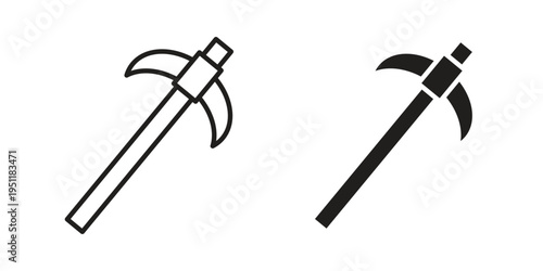 Pick axe icon line drawing. Minimalist style icons