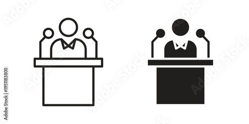 Politician speaker icon line drawing. Minimalist style icons