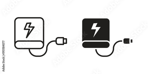 Power bank icon line drawing. Minimalist style icons