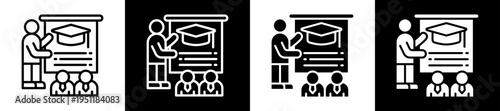Public Education Icon Set In Black And White Filled Style Collection
