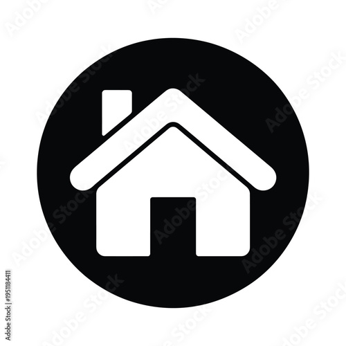 Home icon in a black circle representing a dwelling or a main page for navigation