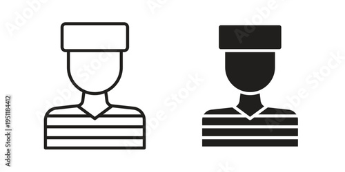 Prisoner icon line drawing. Minimalist style icons