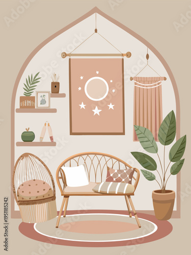 Beautiful kids room banner with rattan furniture