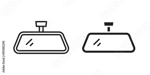 Rear mirror icon line drawing. Minimalist style icons
