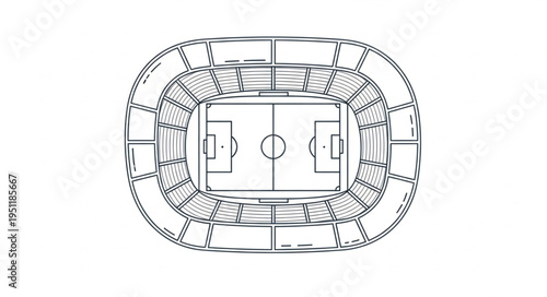 Overhead View of a Soccer Stadium Layout Illustration.