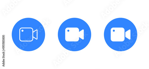 Video camera icon in blue circle. Media recording symbol