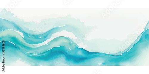 Abstract watercolor waves with flowing organic lines in shades of turquoise and blue, creating a fluid and serene backdrop for design, abstract art