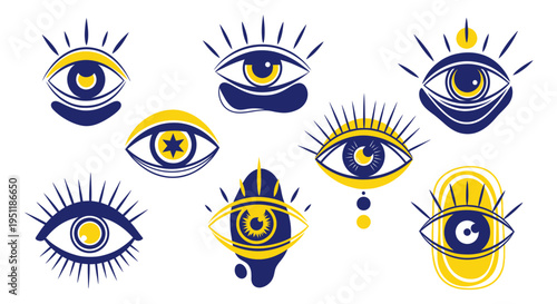 Mystic Eyes Collection: Evil Eye Symbols, Celestial and Esoteric Designs