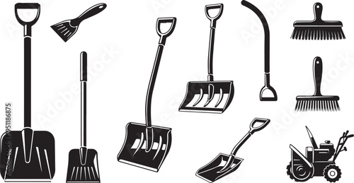 Collection of various gardening and yard work tools icons