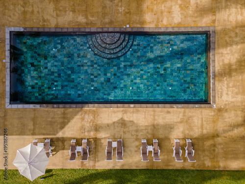 Quadro su tela Luxurious poolside retreat in Souillac, Mauritius surrounded by vibrant nature
