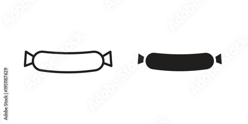Sausage icon line drawing. Minimalist style icons