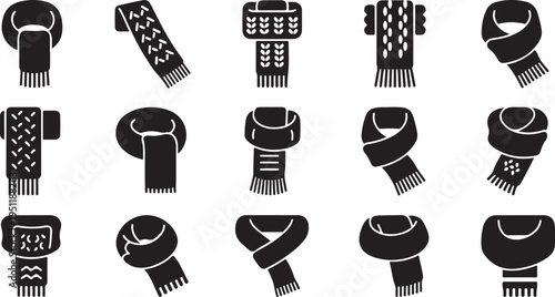 Various black and white scarf and neck warmer designs