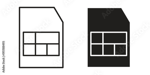 Sim card icon line drawing. Minimalist style icons