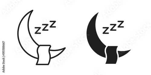Sleep icon line drawing. Minimalist style icons
