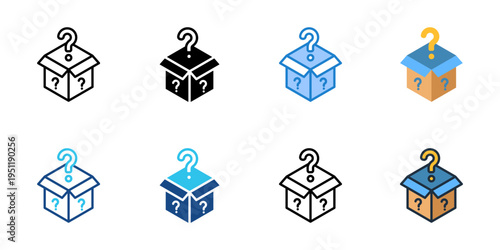Surprise box icons set multiple style collection. Editable stroke 
