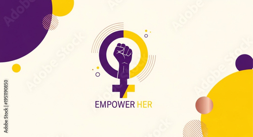 Feminist symbol with raised fist and empower text.