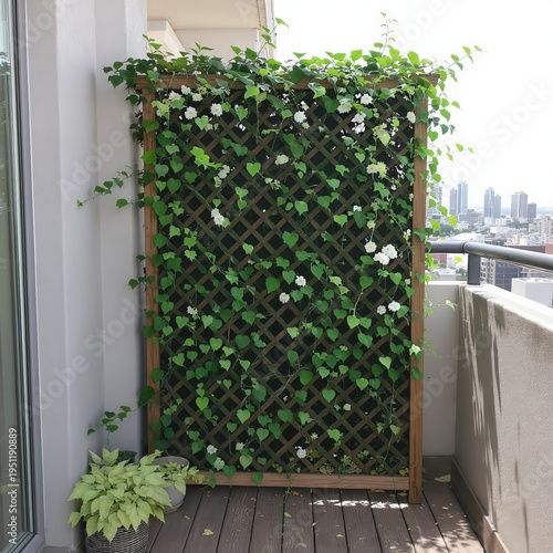 Balcony Privacy Screen Tall plants or a trellis with climbing vi