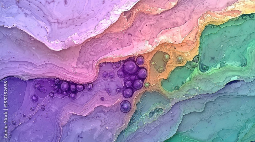Fototapeta premium Exploring the Vibrant World of Microscopic Organisms and Their Abstract Representation in Art