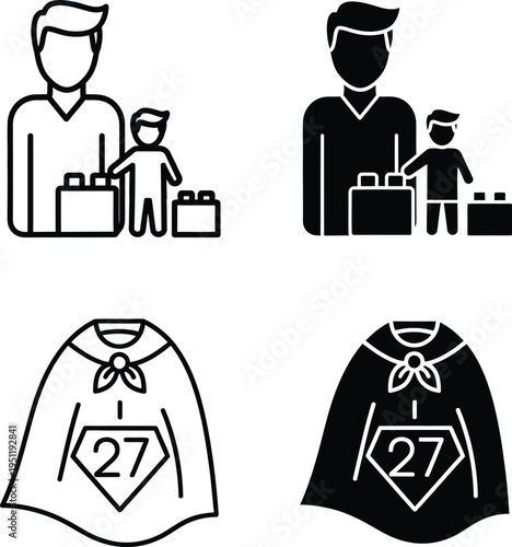 Superhero cape and parent child illustrations