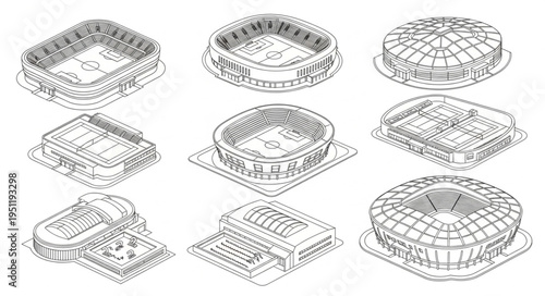 Architectural Stadium Designs - A Collection of Isometric Renderings.
