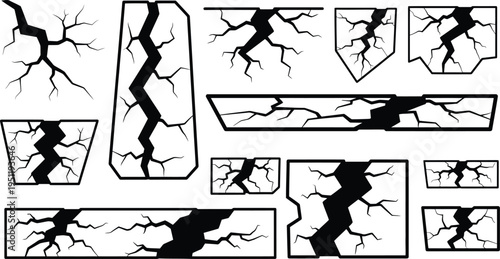 Cracked surface patterns in various shapes