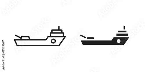 Warship icon line drawing. Minimalist style icons