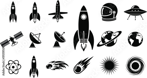 Space exploration icons and symbols