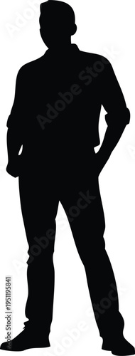 Silhouette of a man standing with hands in pockets