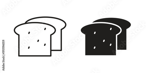 White bread icon line drawing. Minimalist style icons