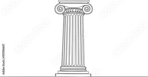 Ancient Greek or Roman Ionic Column Illustration
