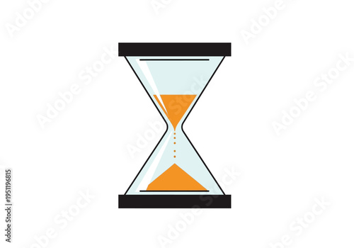 Abstract flat design illustration of an hourglass showing the passage of time, a visual metaphor for deadlines, urgency, and the continuous flow of moments, perfect for time management concepts