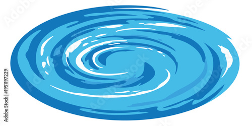 Abstract blue water swirl vortex in a circular motion, fluid dynamics concept, liquid texture with white center, abstract art