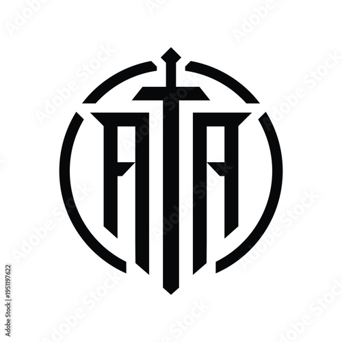 Armor Sword Initials AA logo design inspiration